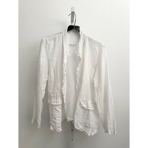 NT BY AMATI Italian Linen Open Blazer Jacket White | S